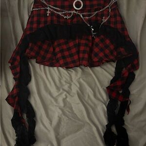 Asymmetrical Red and Black Skirt with chains size M-L